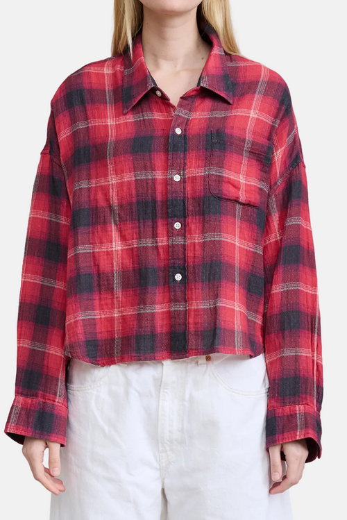 Denimist Bailey, Red Black Plaid, Cropped Shirt