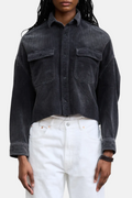 Denimist Cropped Utility, Washed Black Cord, Shirt